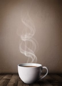 Coffee cup with abstract white steam